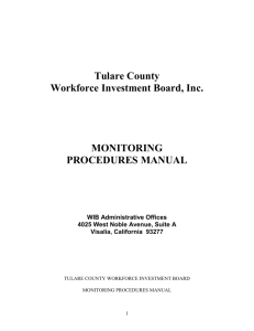 Monitoring Policy and Procedures - Workforce Investment Board of