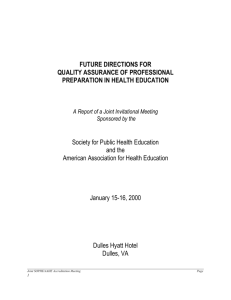 future directions for - Health Ed Accreditation