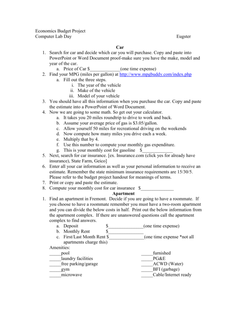 Economics Budget Project