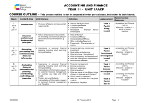 ACCOUNTING AND FINANCE YEAR 11 – UNIT 1AACF COURSE