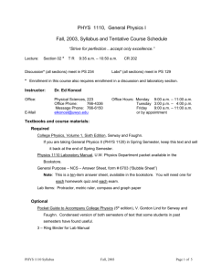 Course Total 1000 points - Department of Physics & Astronomy