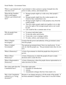 Social Studies - Government Notes