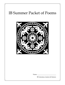 IB Summer Packet of Poems