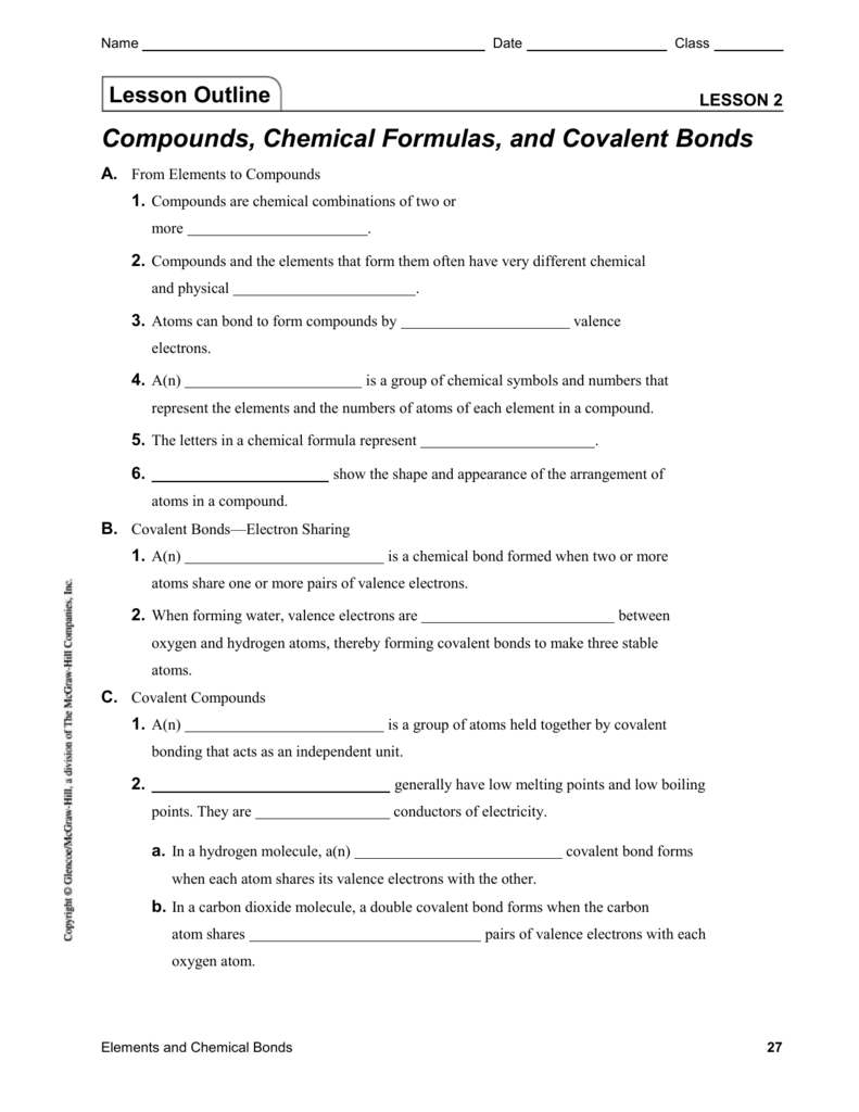 Lesson 2 Compounds Chemical Formulas