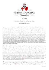 Transcript for "Dean John Colet & Sir Thomas More"