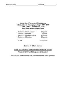 Term Test 2 - University of Toronto Mississauga