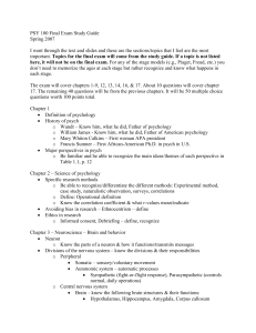 PSY 002 Section 3 Final exam study guide