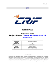 TECH SPECS – Claims Portal – A2A interface – Release 3 EL/PL