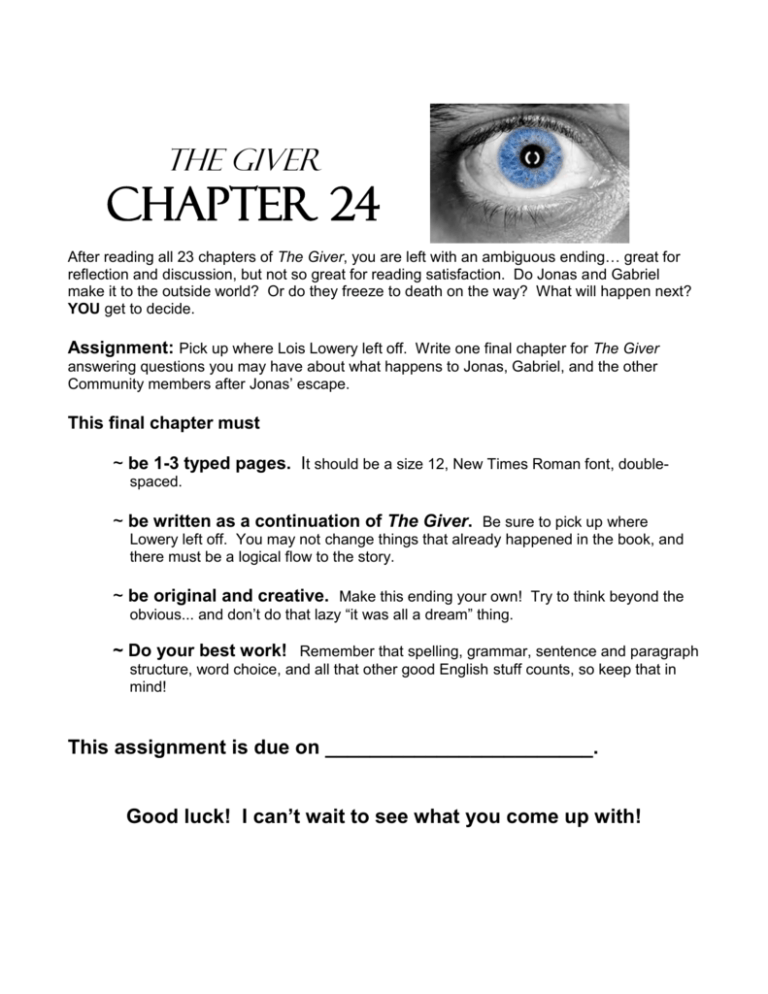 the giver chapter 24 assignment