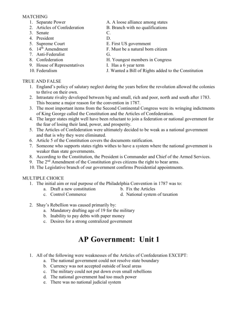 AP Government Unit 1