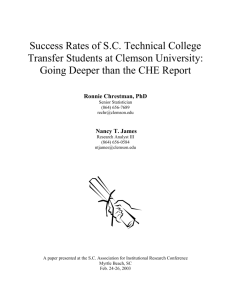 Success Rates of S.C. Technical College Transfer Students at