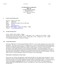 Biology 102 ENVIRONMENTAL BIOLOGY LAB
