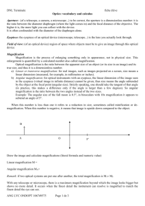 DNL Terminale fiche élève Optics: vocabulary and calculus Aperture