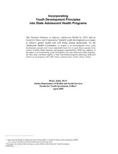 Incorporation of youth development principles –states – continuum