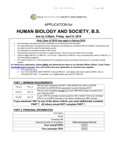 Application for Human Biology and Society B.S.