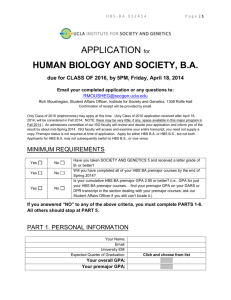 HBS-BA.032414 Page | 1 APPLICATION for HUMAN BIOLOGY AND
