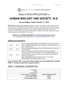 HBS-BS.091514 Page | 1 Class of 2016 APPLICATION for HUMAN