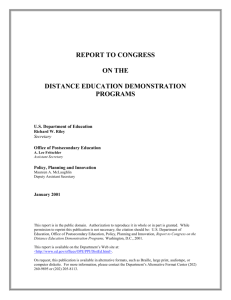 Report to Congress on the Distance Education Demonstration