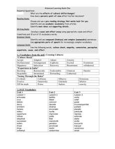 Advanced Learning Goals One Essential Questions: What are the