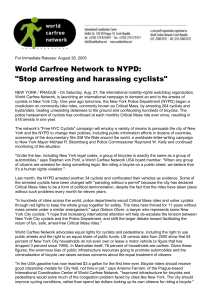 World Carfree Network to NYPD: Stop arresting and harassing cyclists