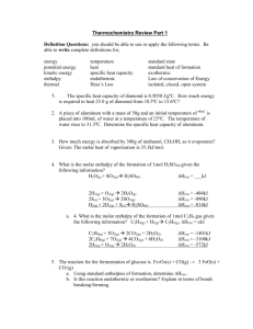 Thermochemistry Review Worksheet1