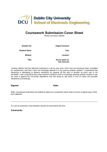Coursework Submission Cover Sheet Please use block capitals
