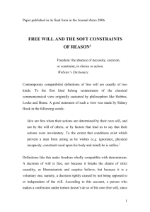 free will and the soft constraints