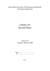 CHEM 101 Major II - KFUPM Open Courseware