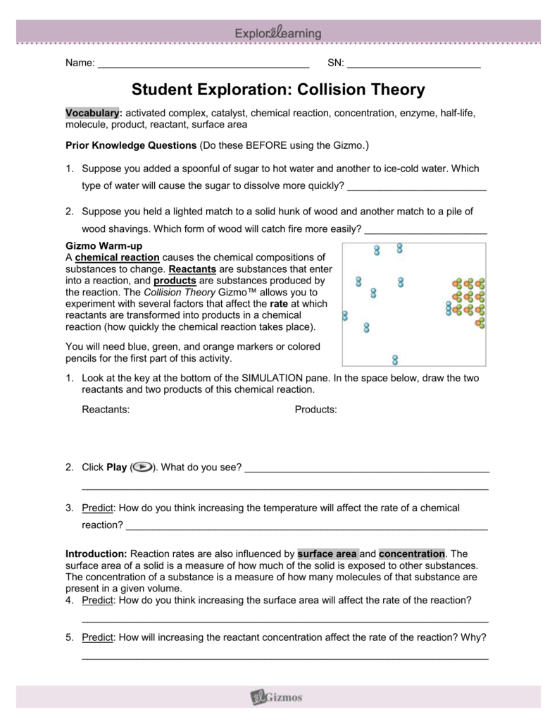 Collision Theory Gizmo Answer Key Activity B