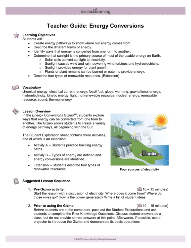 Student Exploration Energy Conversions Gizmo Answer Key Student 