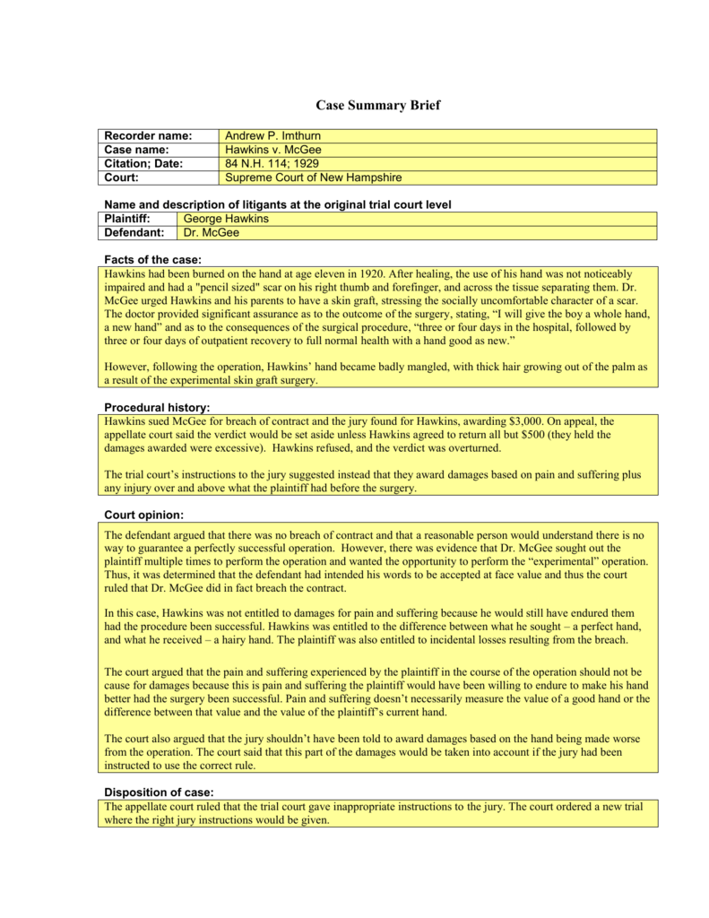 Hawkins vs 2025 mcgee case brief