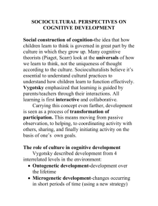The role of culture in cognitive development