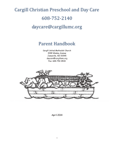 Parent Handbook - April 2014 - Cargill United Methodist Church