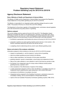 Problem Gambling Levy for 2013/14 to 2015/16