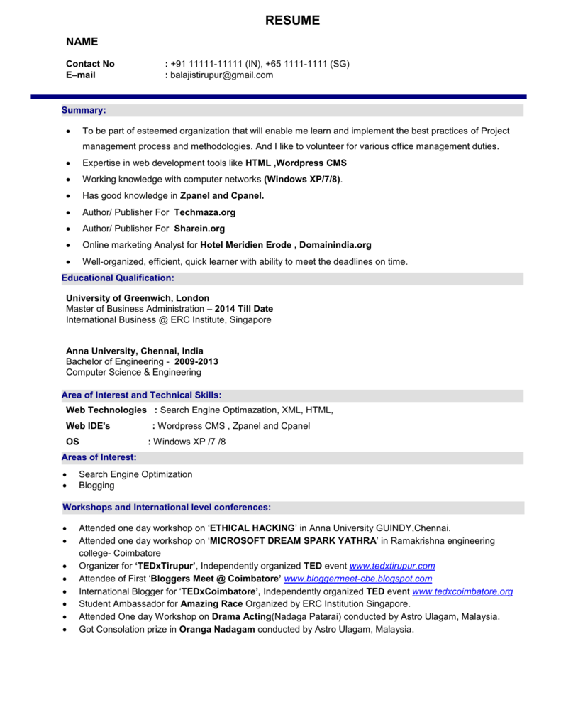 Resume / CV