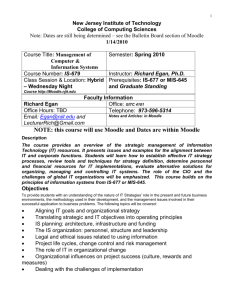 Course Syllabus - Spring - Department of Information Systems • NJIT