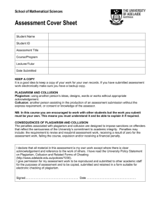 Assessment Cover Sheet - School of Mathematical Sciences