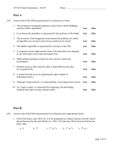 CS1520 Final Examination -- Fall 97 Name: . Part A [10] Answer