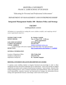 Integrated Management Studies 180 "Business Policy and Strategy"