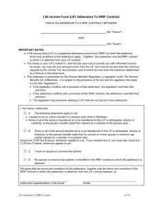 Life Income Fund (LIF) Addendum To RRIF Contract