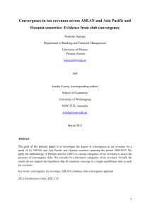 Convergence in tax revenues across ASEAN and Asia Pacific and