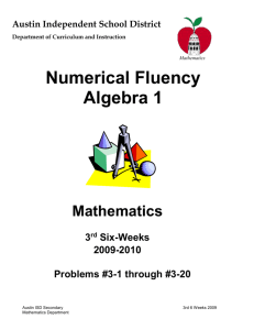 Numerical Fluency Problem #3-1