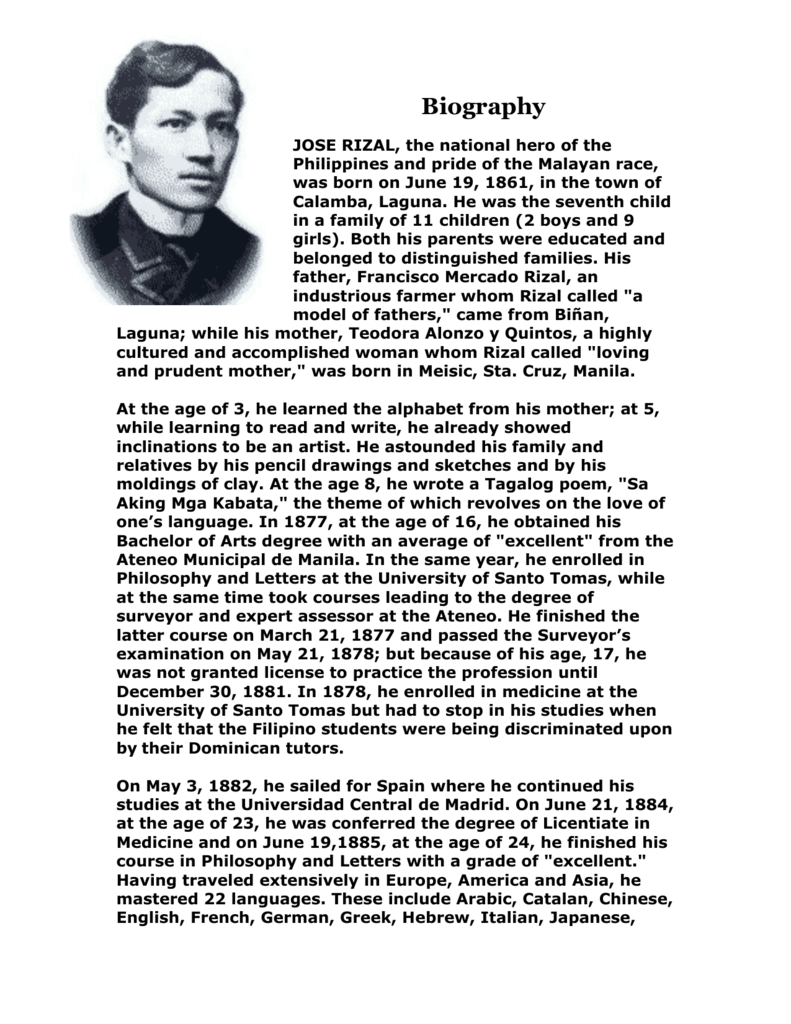 Short Biography Of Jose Rizal Mobile Legends