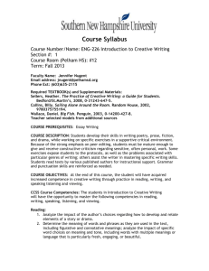 Course Syllabus Course Number/Name: ENG