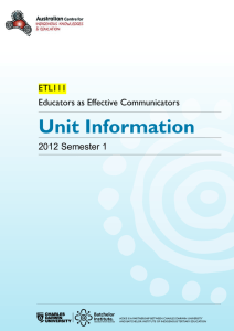 Unit INformation - ACIKEeffectivecommunication