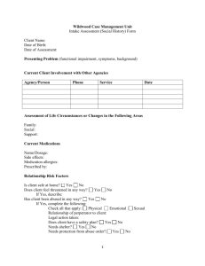 Wildwood Case Management Unit Intake Assessment (Social
