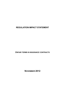 Unfair Terms in Insurance Contracts Regulation Impact Statement