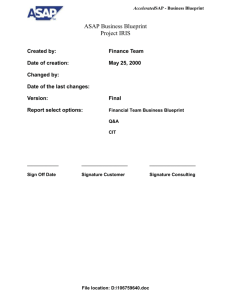 Finance Business Blueprint - IRIS Administrative Support