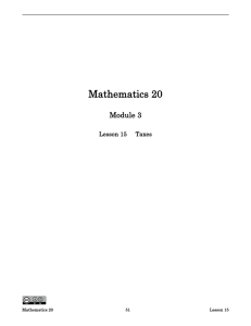 Math 20 - Horizon School Division