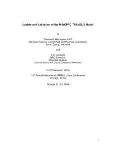 Update and Validation of the M-NCPPC TRAVEL/2 Model